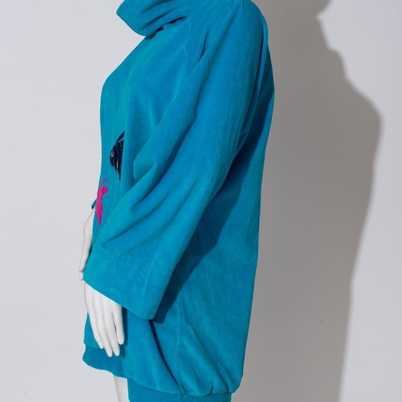 Vintage Velour Turquoise Fish Sweater - Picture 9 of 12